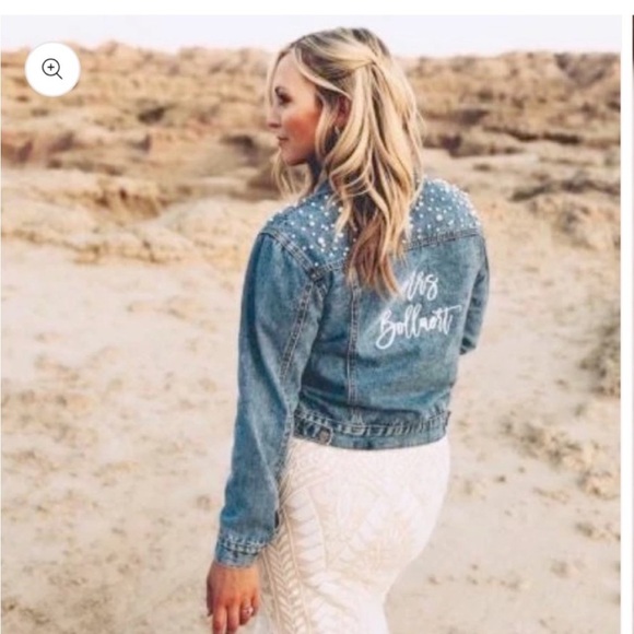Heirloom Bridal Company Embroidered Pearl Studded Denim Jacket for Bride - Picture 6 of 6